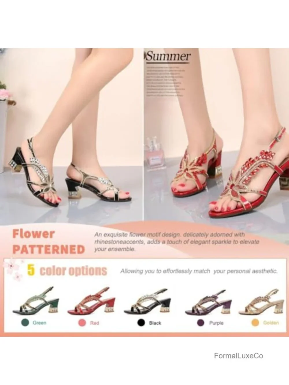 Handmade Rhinestones Crystal Heel Evening Bridal Wedding Prom Sandals 6.5 cm